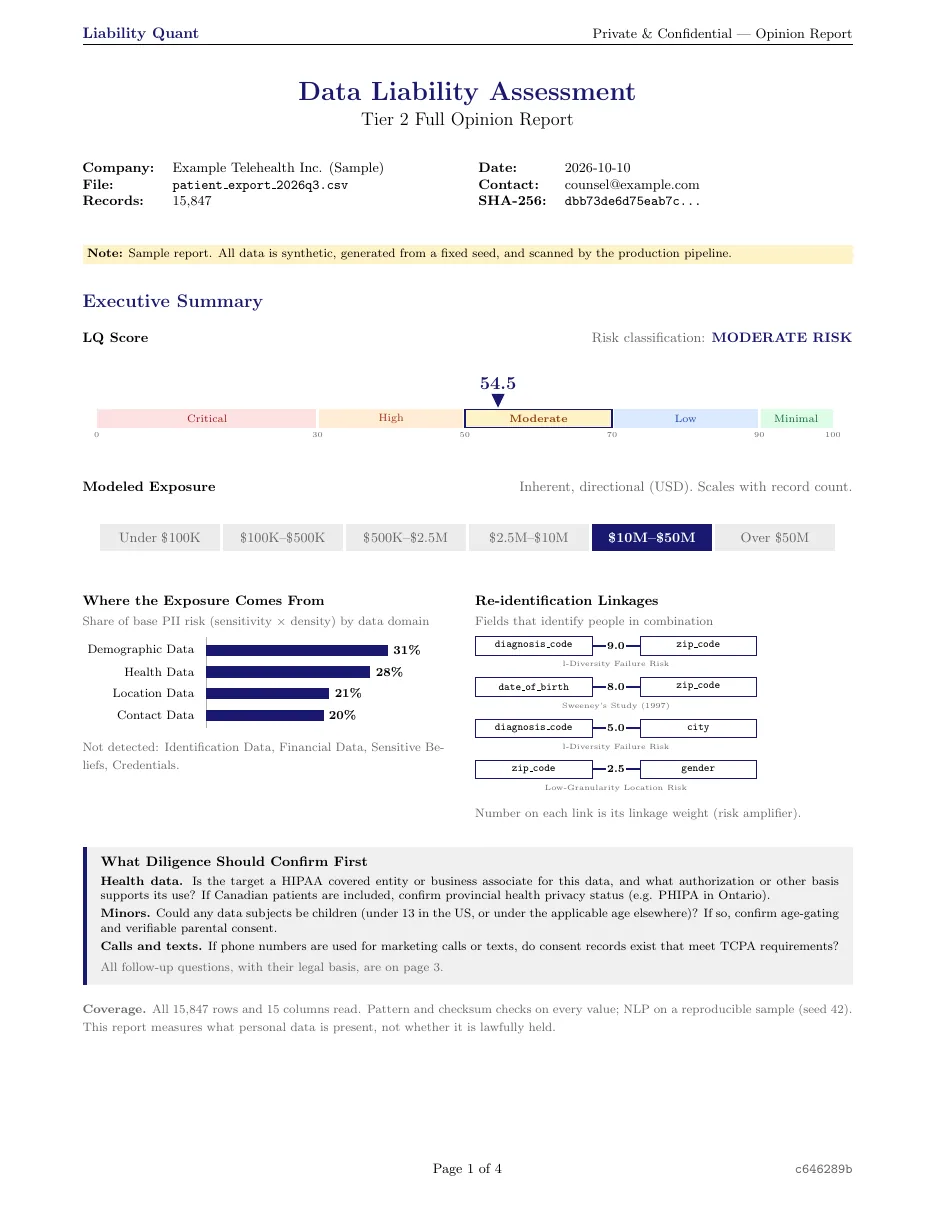 Sample report: executive summary